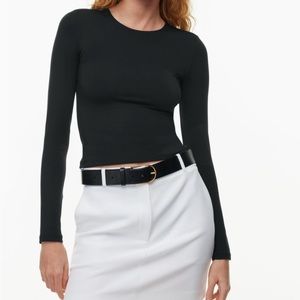 Babaton by Aritzia Contour Long Sleeve Top in Milk Chocolate Brown